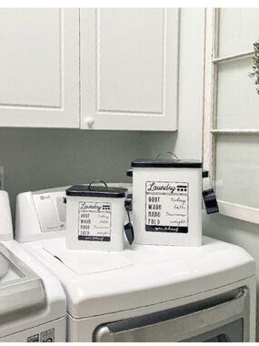 Decor Steals Laundry Detergent Powder Storage Tin Boxes With Scoops Set of 2